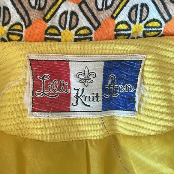 Lilli Ann Floral Knit Orange and Yellow Dress and Coat Set - Picture 9 of 10